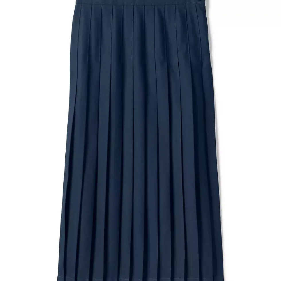 School Uniform Girls Solid Pleated Skirt Ankle Length