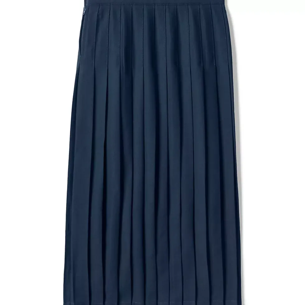 School Uniform Girls Solid Pleated Skirt Ankle Length