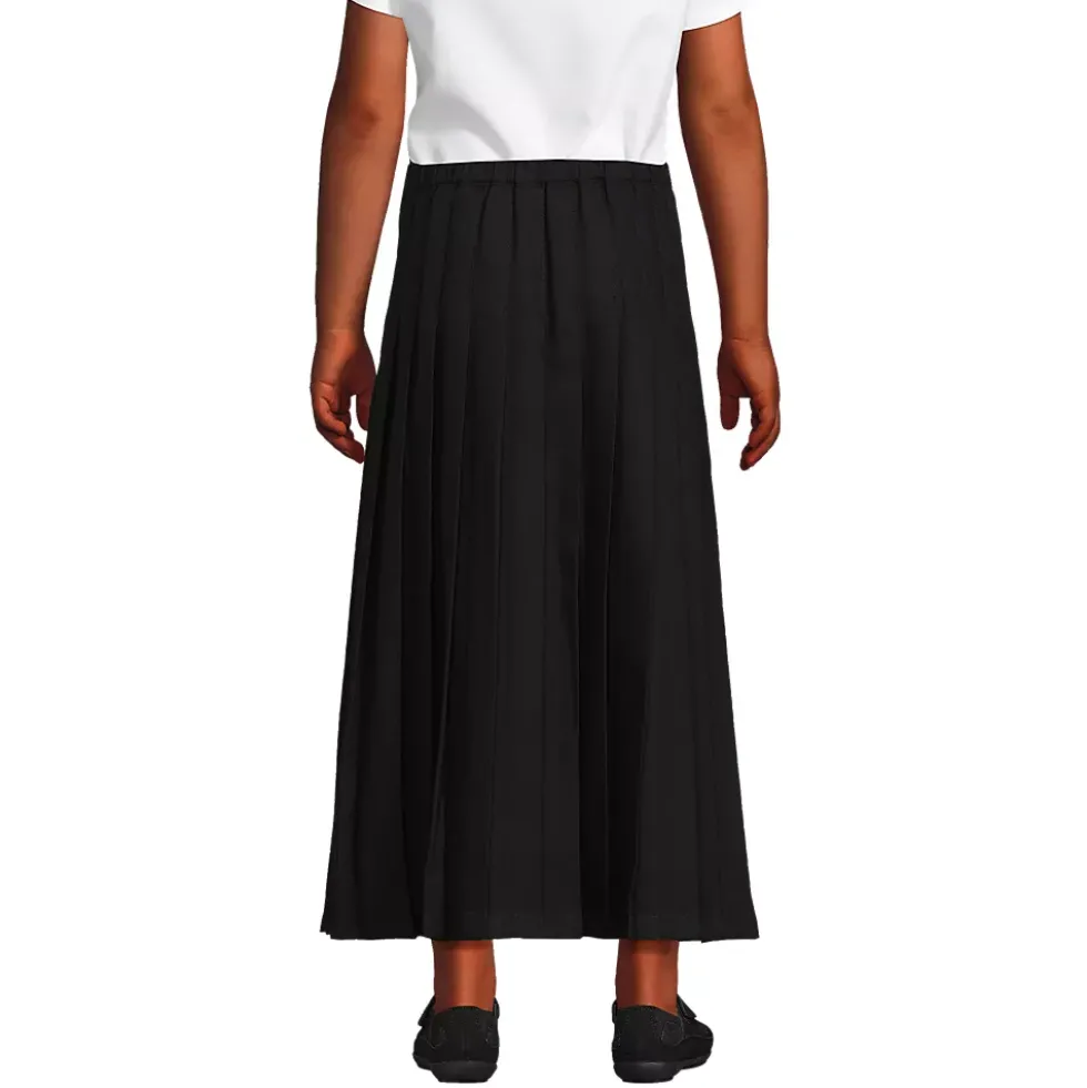 School Uniform Girls Solid Pleated Skirt Ankle Length