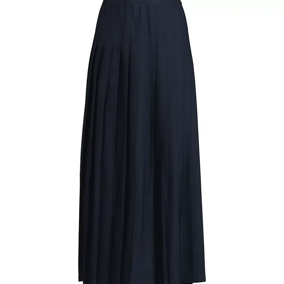 School Uniform Girls Solid Pleated Skirt Ankle Length