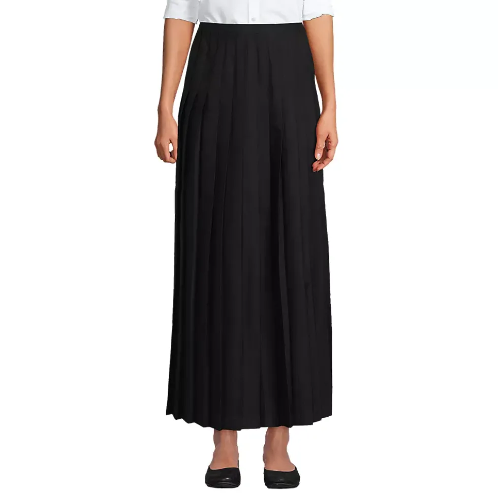 School Uniform Girls Solid Pleated Skirt Ankle Length