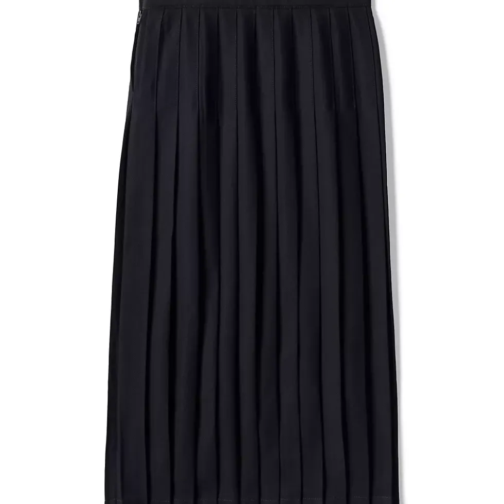 School Uniform Girls Solid Pleated Skirt Ankle Length
