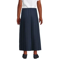 School Uniform Girls Solid Pleated Skirt Ankle Length