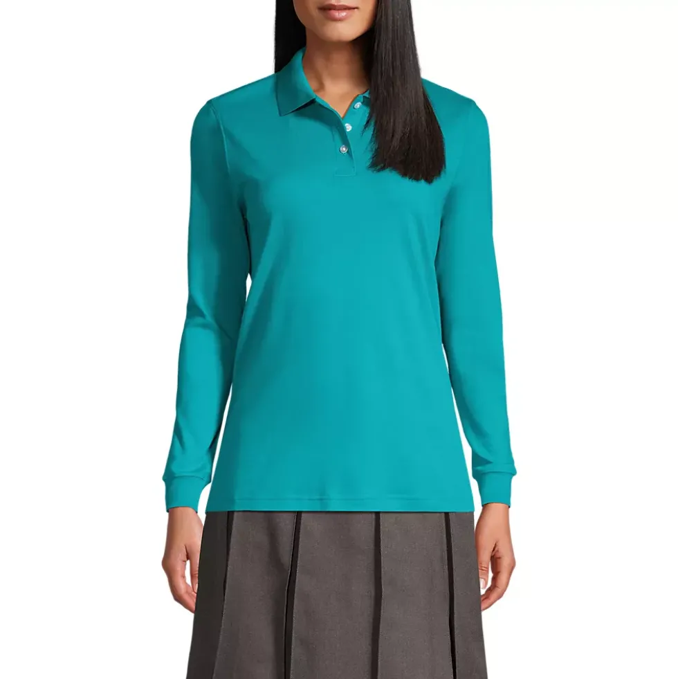 School Uniform Kids Long Sleeve Interlock Polo Shirt