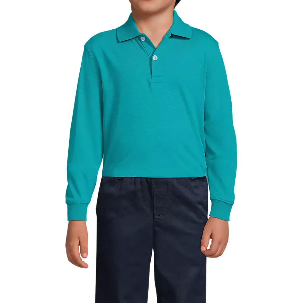 School Uniform Kids Long Sleeve Interlock Polo Shirt