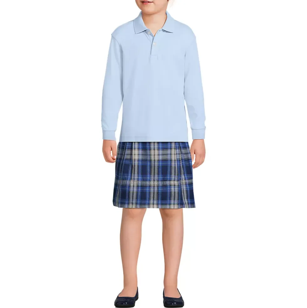 School Uniform Kids Long Sleeve Interlock Polo Shirt