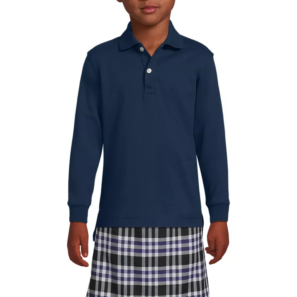 School Uniform Kids Long Sleeve Interlock Polo Shirt