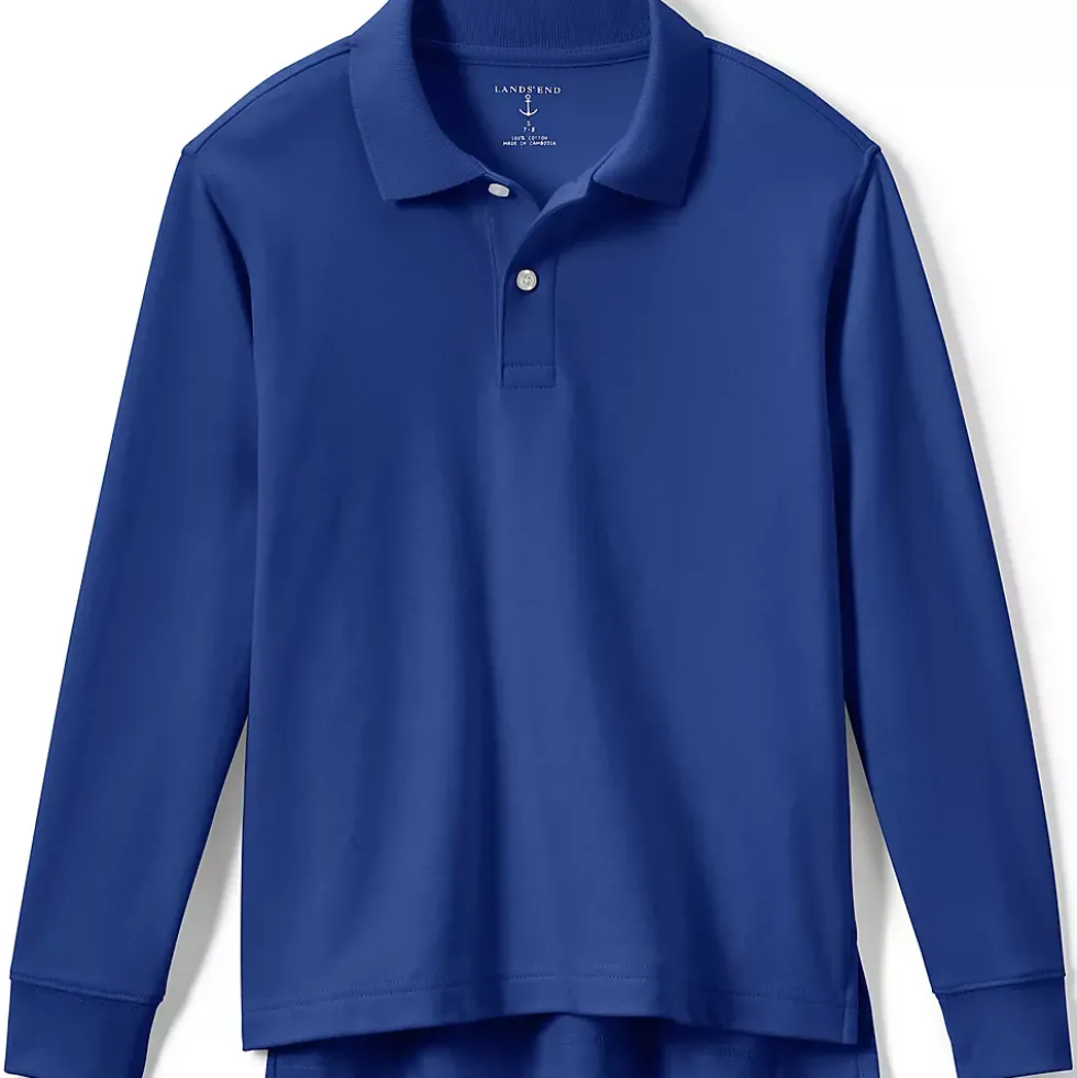 School Uniform Kids Long Sleeve Interlock Polo Shirt