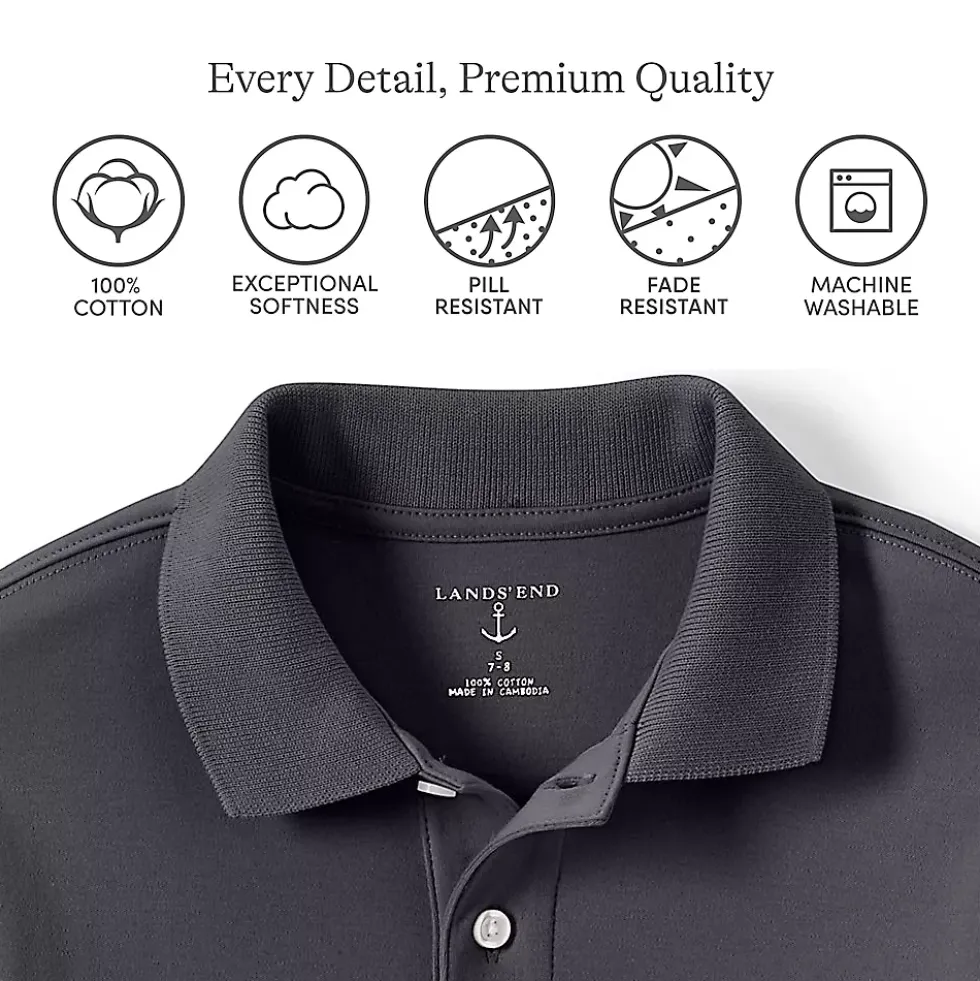 School Uniform Kids Long Sleeve Interlock Polo Shirt