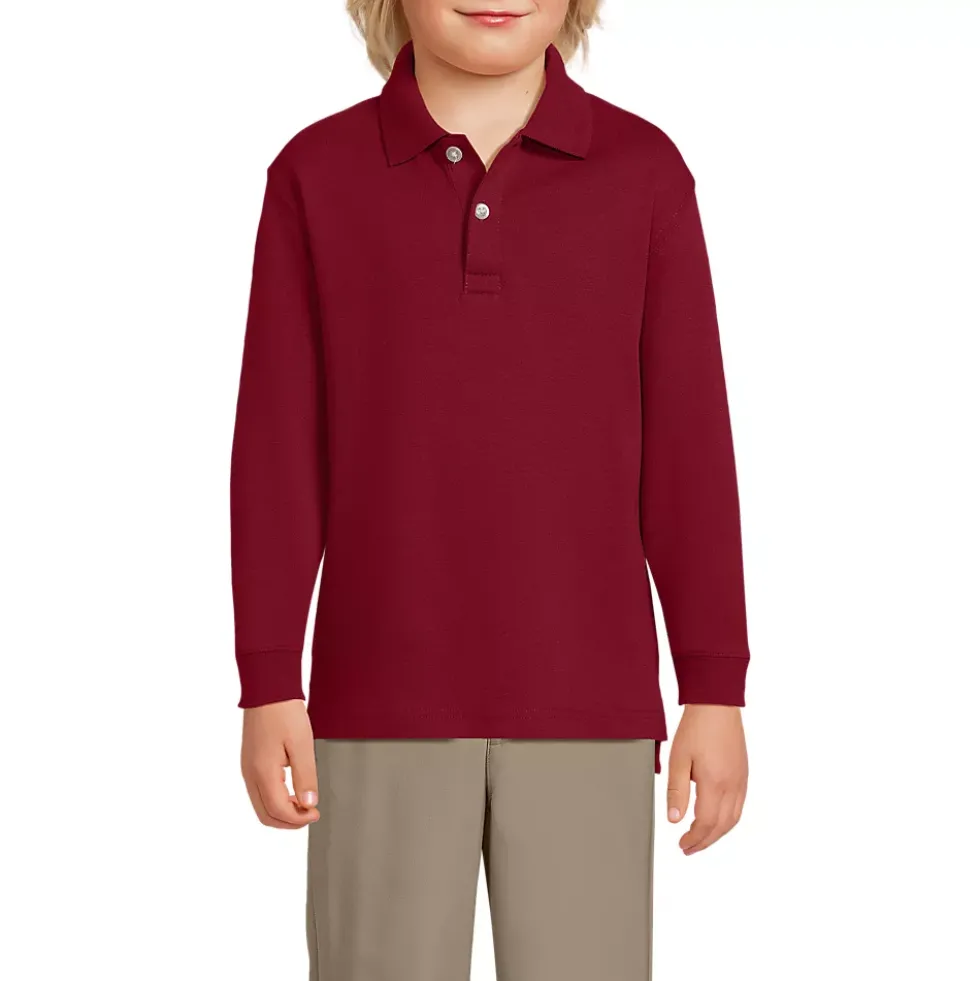 School Uniform Kids Long Sleeve Interlock Polo Shirt