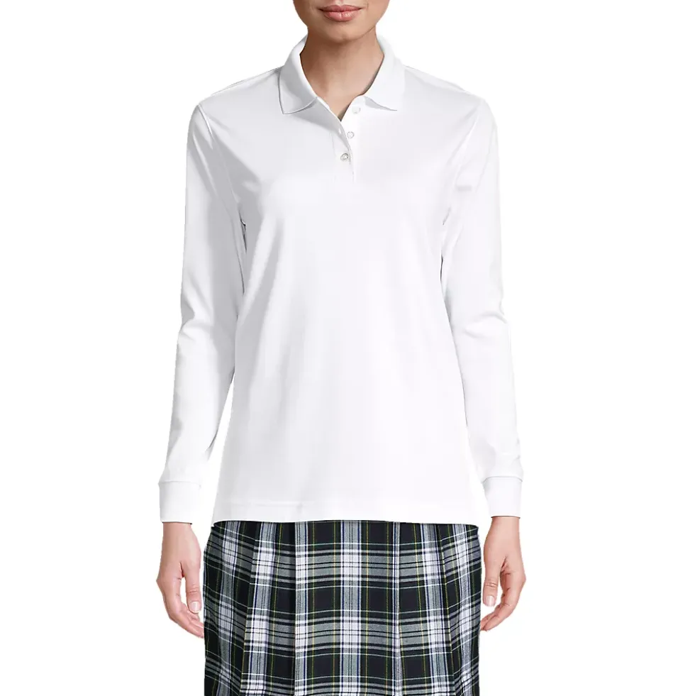 School Uniform Kids Long Sleeve Interlock Polo Shirt