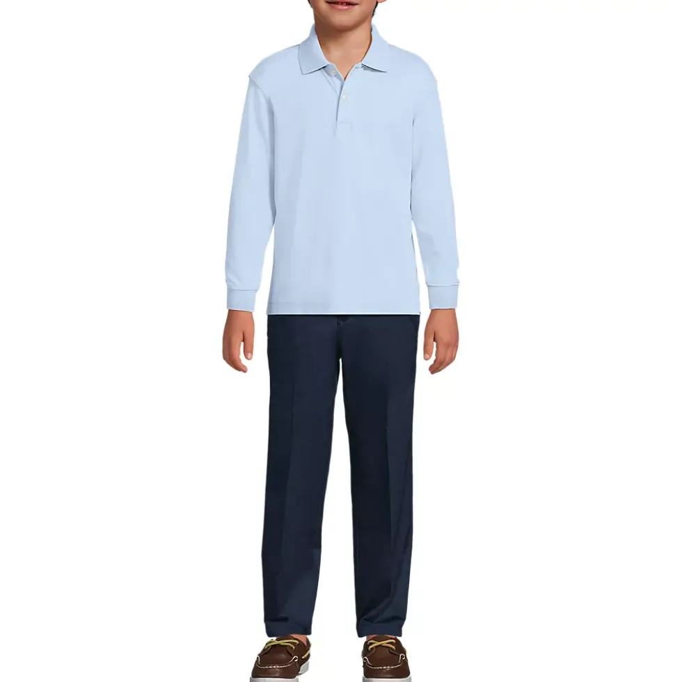 School Uniform Kids Long Sleeve Interlock Polo Shirt