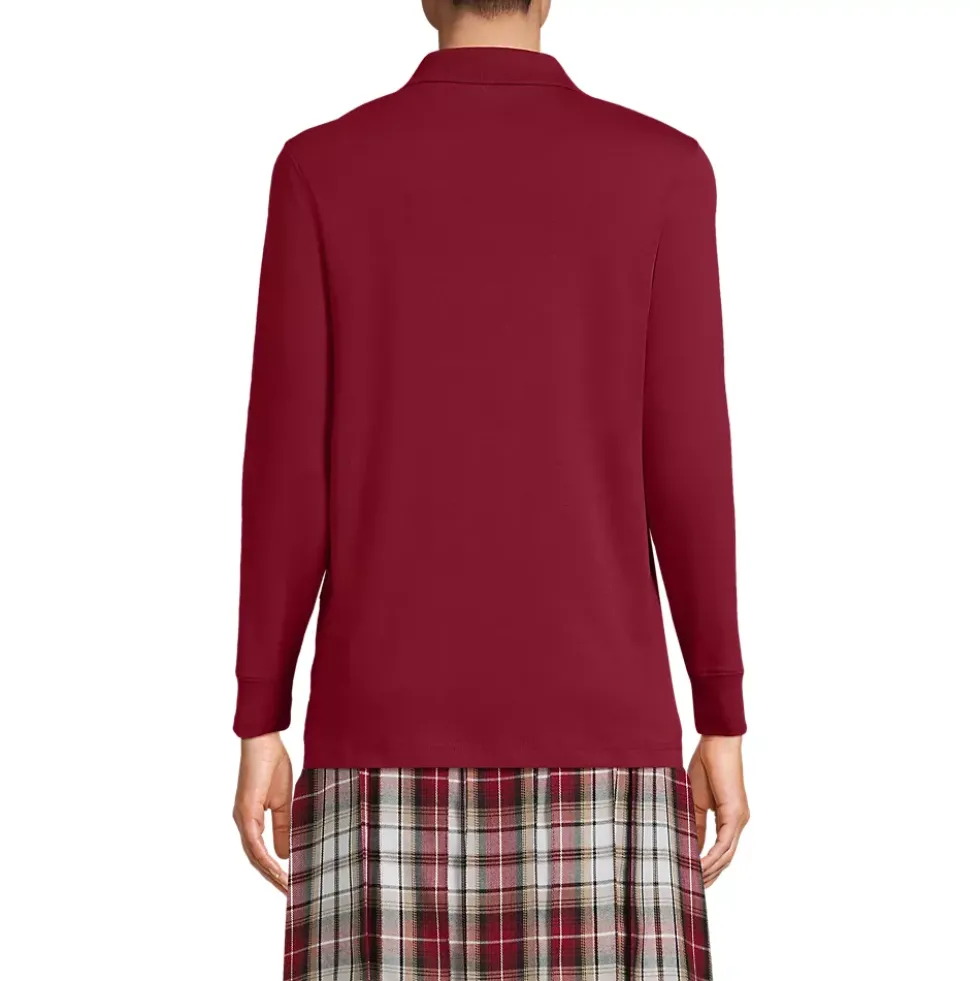 School Uniform Kids Long Sleeve Interlock Polo Shirt