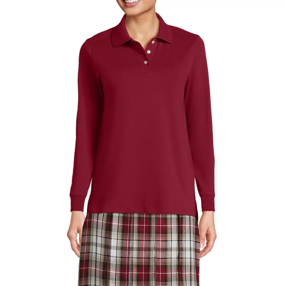 School Uniform Kids Long Sleeve Interlock Polo Shirt
