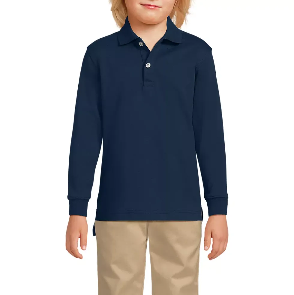 School Uniform Kids Long Sleeve Interlock Polo Shirt