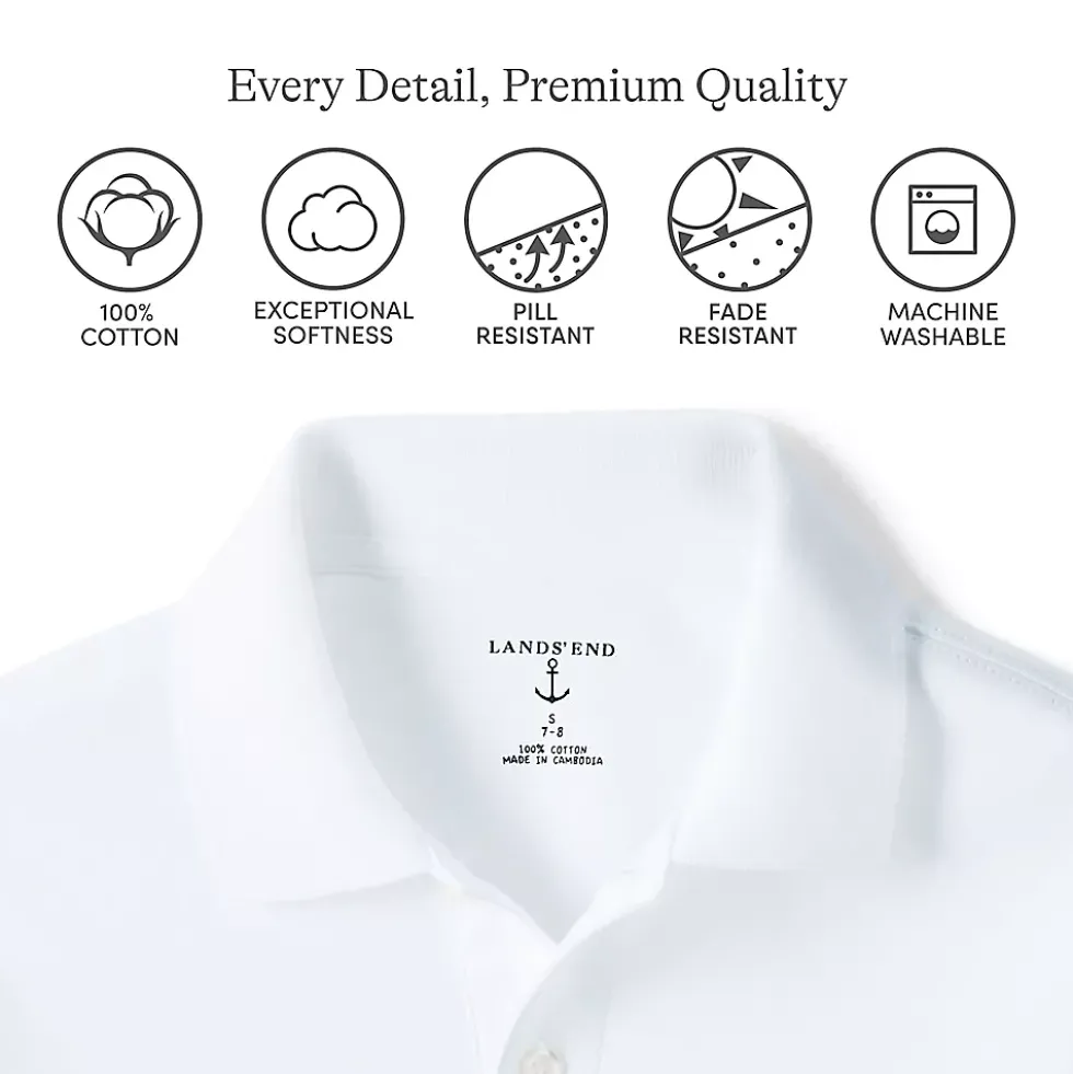 School Uniform Kids Long Sleeve Interlock Polo Shirt