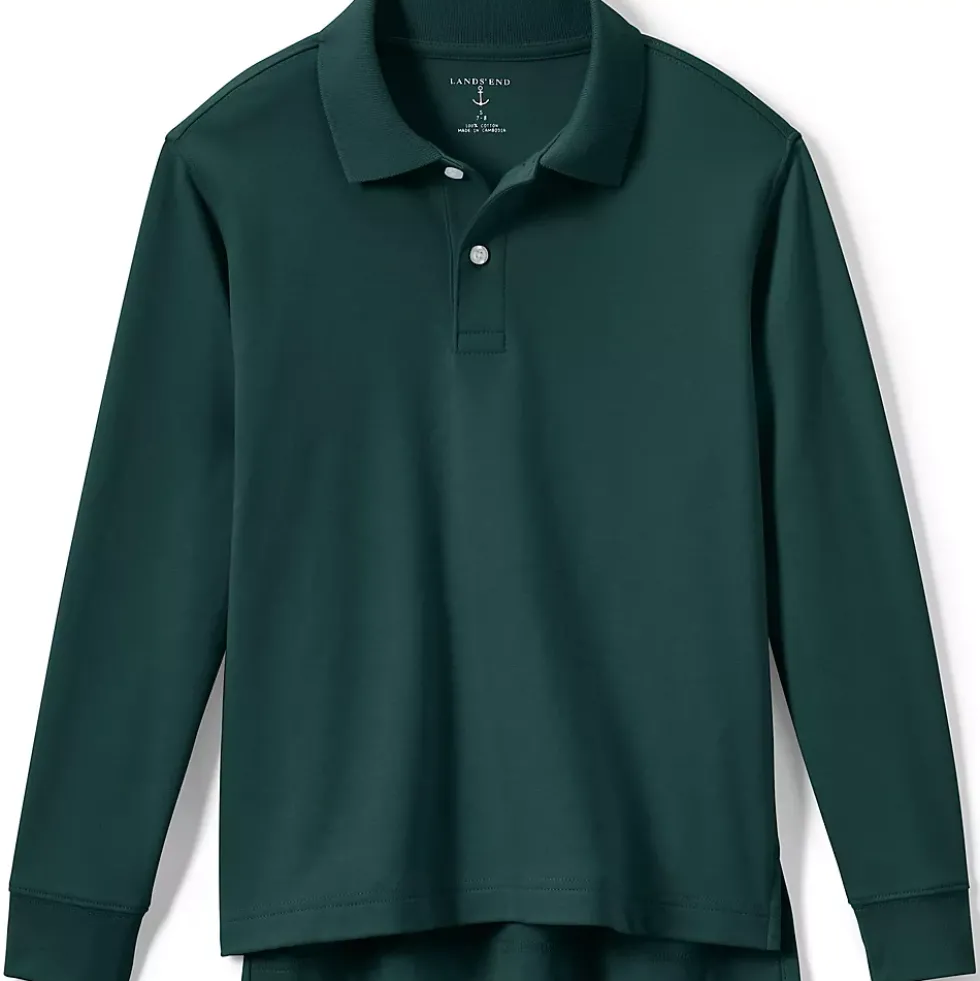 School Uniform Kids Long Sleeve Interlock Polo Shirt