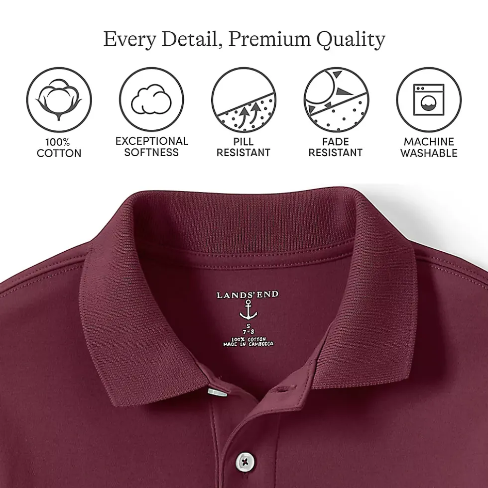 School Uniform Kids Long Sleeve Interlock Polo Shirt