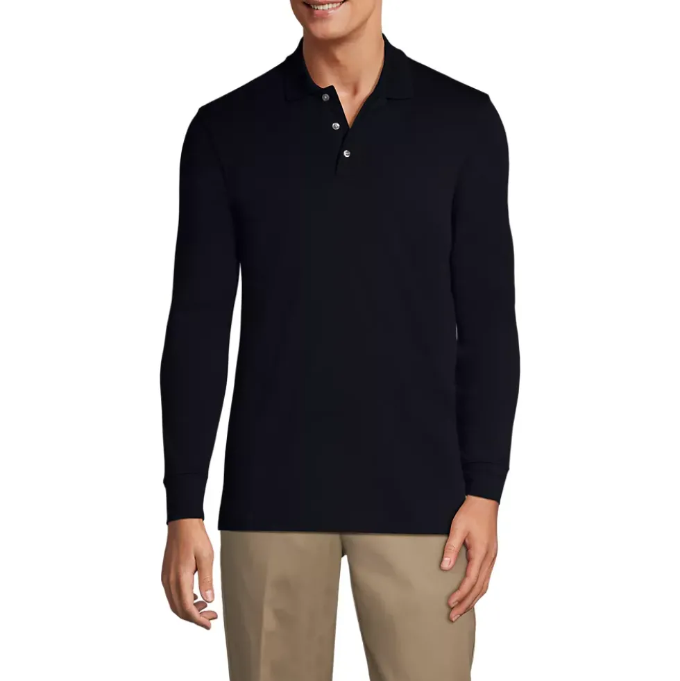 School Uniform Kids Long Sleeve Interlock Polo Shirt