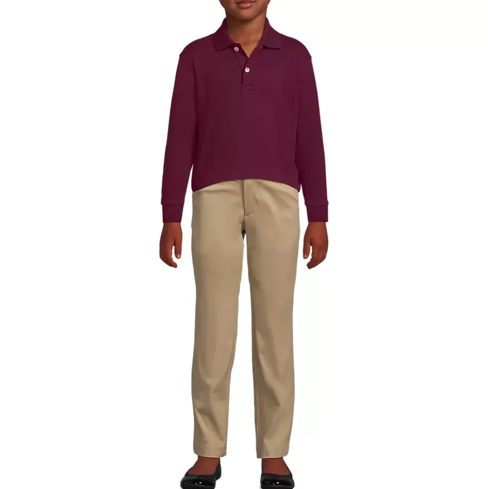 School Uniform Kids Long Sleeve Interlock Polo Shirt
