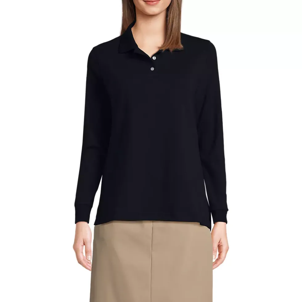 School Uniform Kids Long Sleeve Interlock Polo Shirt