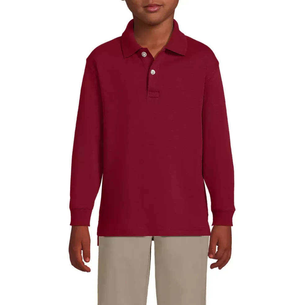 School Uniform Kids Long Sleeve Interlock Polo Shirt