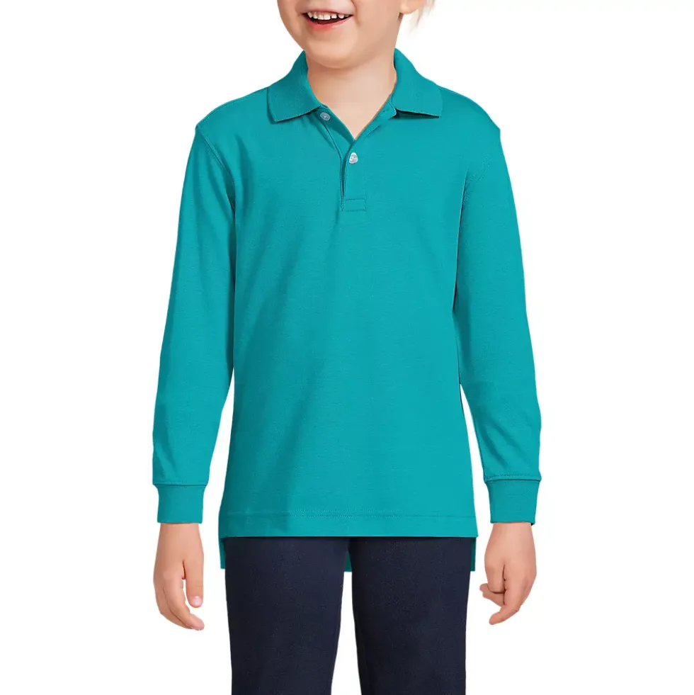 School Uniform Kids Long Sleeve Interlock Polo Shirt