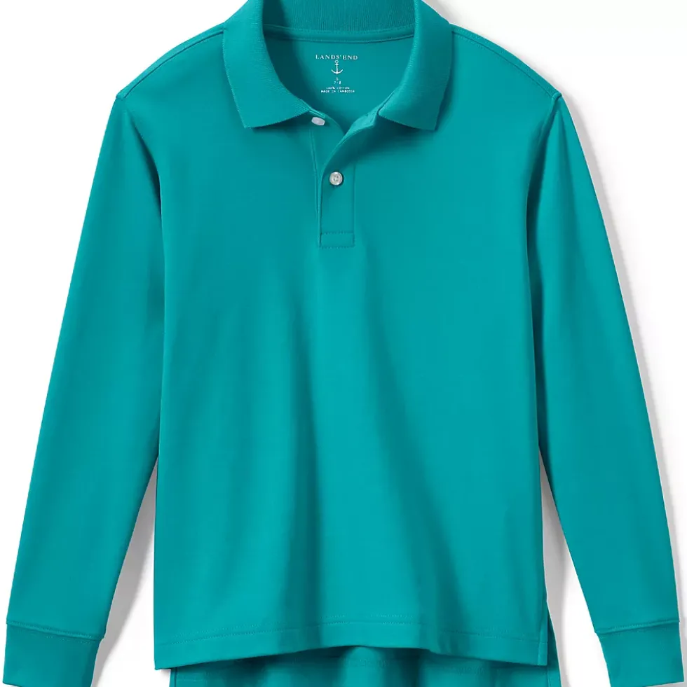 School Uniform Kids Long Sleeve Interlock Polo Shirt