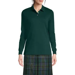 School Uniform Kids Long Sleeve Interlock Polo Shirt