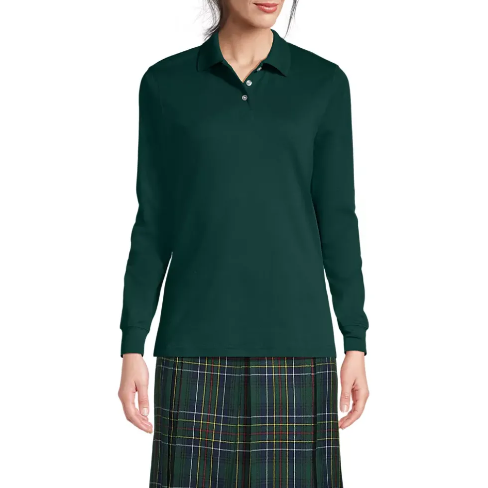 School Uniform Kids Long Sleeve Interlock Polo Shirt