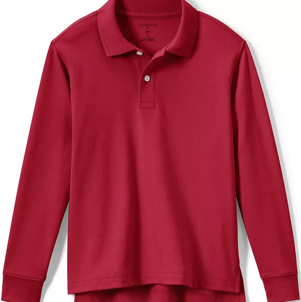 School Uniform Kids Long Sleeve Interlock Polo Shirt