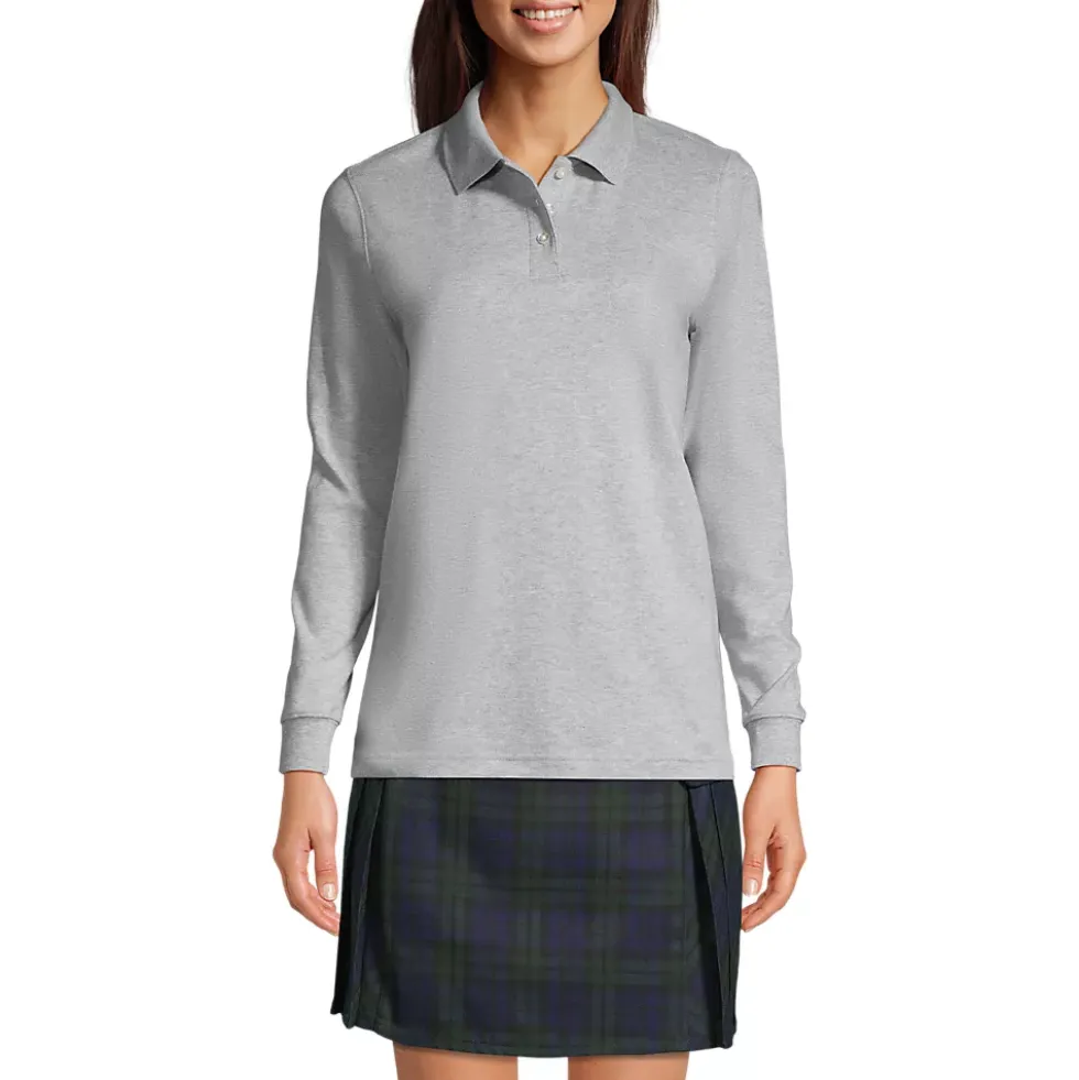 School Uniform Kids Long Sleeve Interlock Polo Shirt