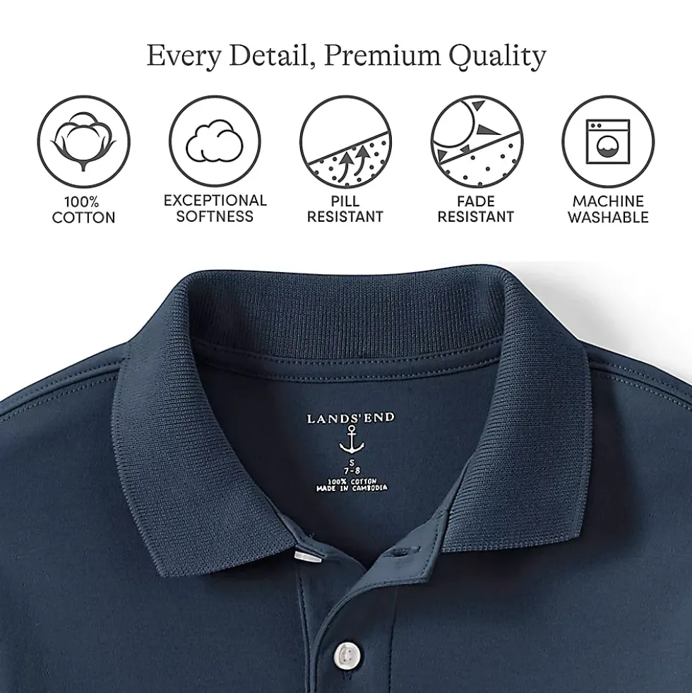 School Uniform Kids Long Sleeve Interlock Polo Shirt