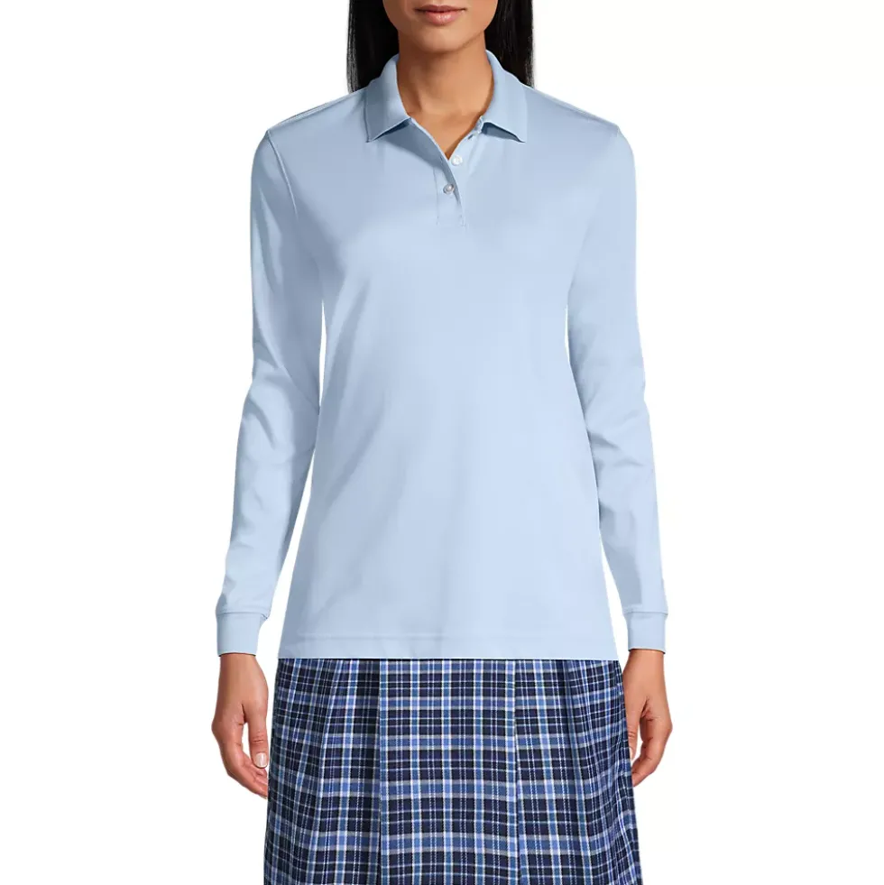 School Uniform Kids Long Sleeve Interlock Polo Shirt