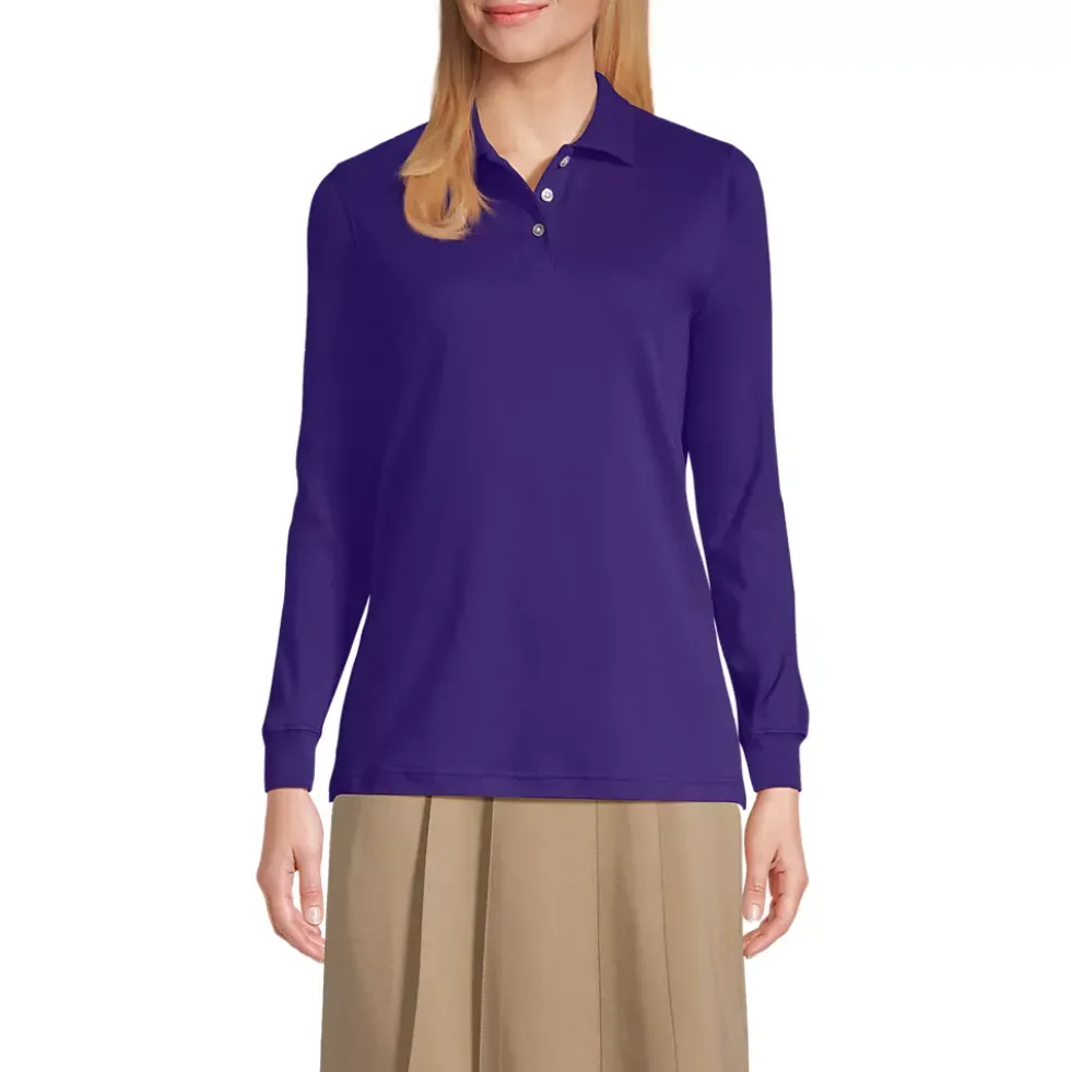 School Uniform Kids Long Sleeve Interlock Polo Shirt