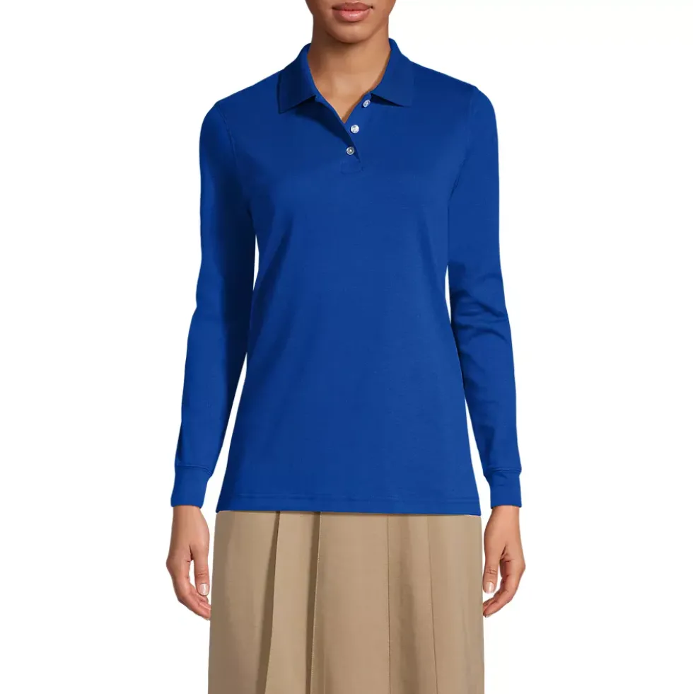 School Uniform Kids Long Sleeve Interlock Polo Shirt