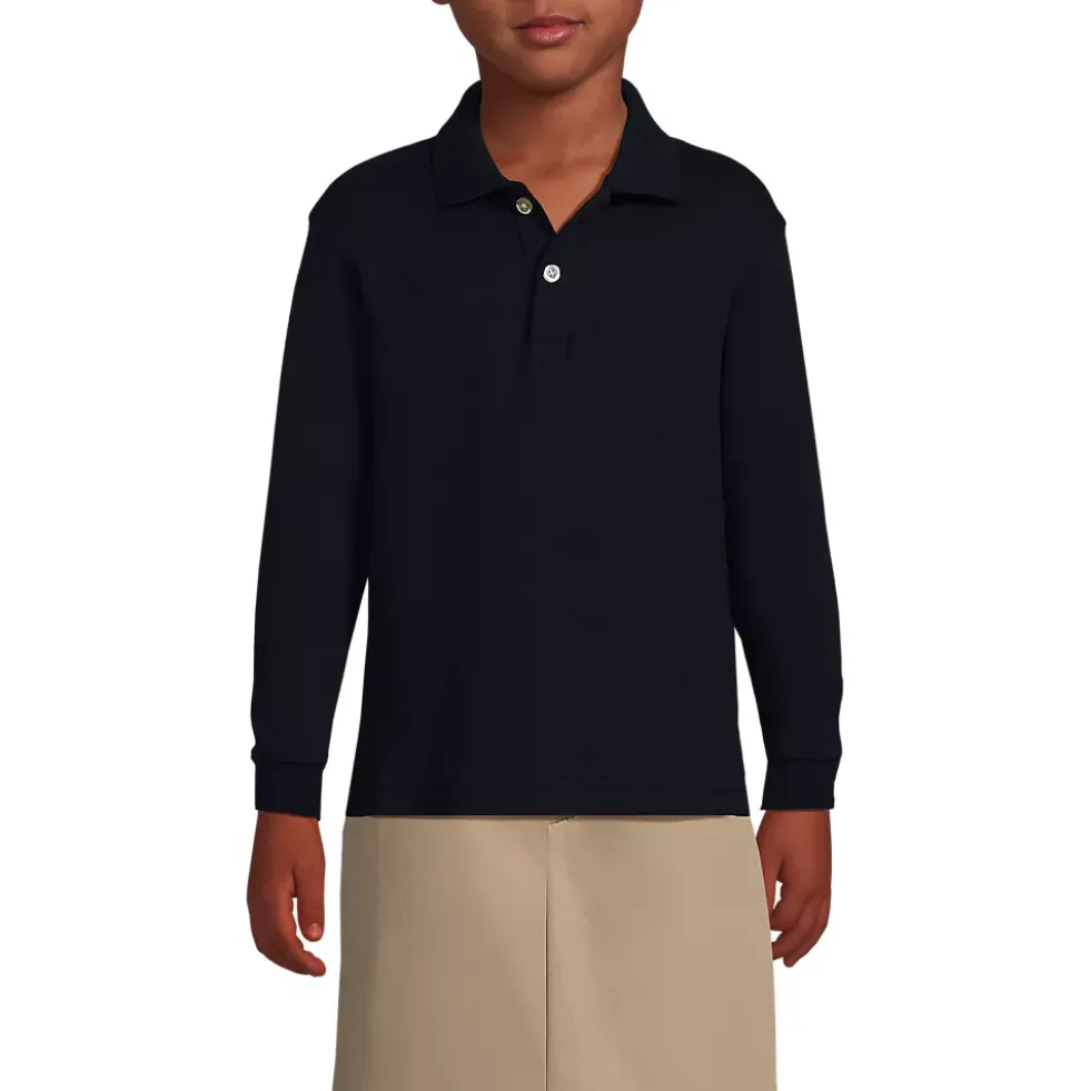 School Uniform Kids Long Sleeve Interlock Polo Shirt