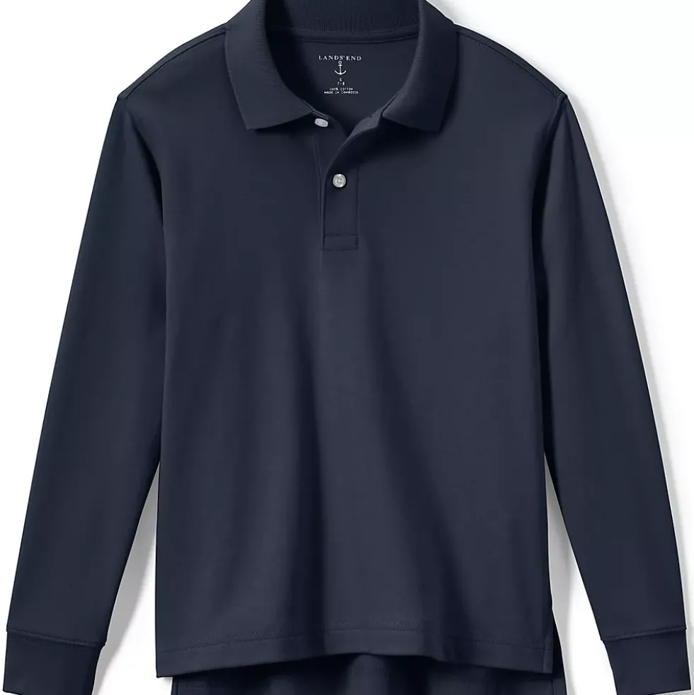 School Uniform Kids Long Sleeve Interlock Polo Shirt