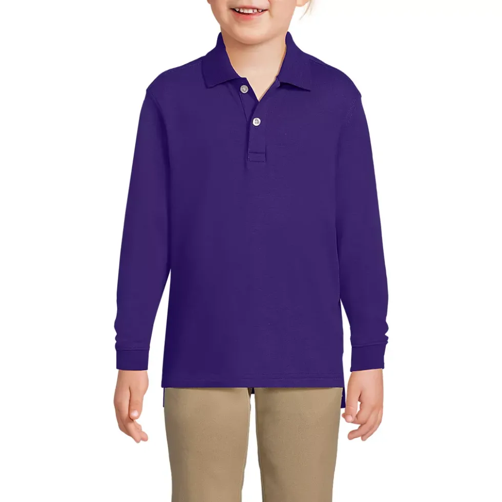 School Uniform Kids Long Sleeve Interlock Polo Shirt