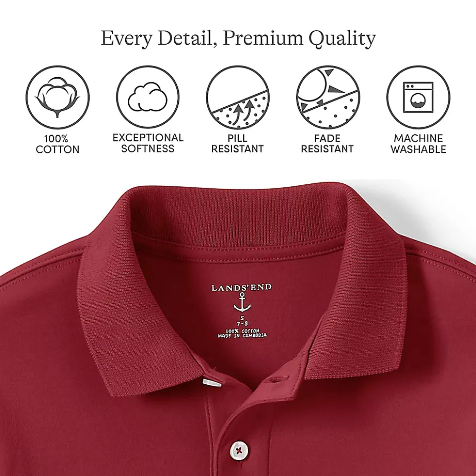 School Uniform Kids Short Sleeve Interlock Polo Shirt