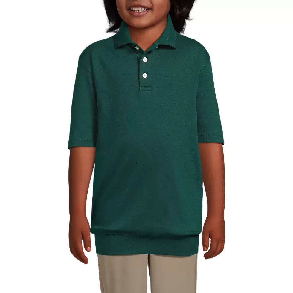 School Uniform Kids Short Sleeve Banded Bottom Polo Shirt