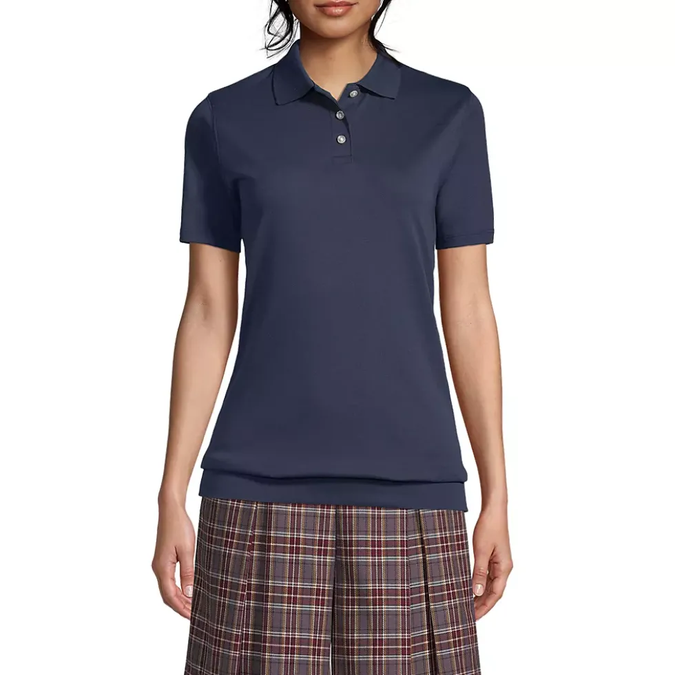 School Uniform Kids Short Sleeve Banded Bottom Polo Shirt