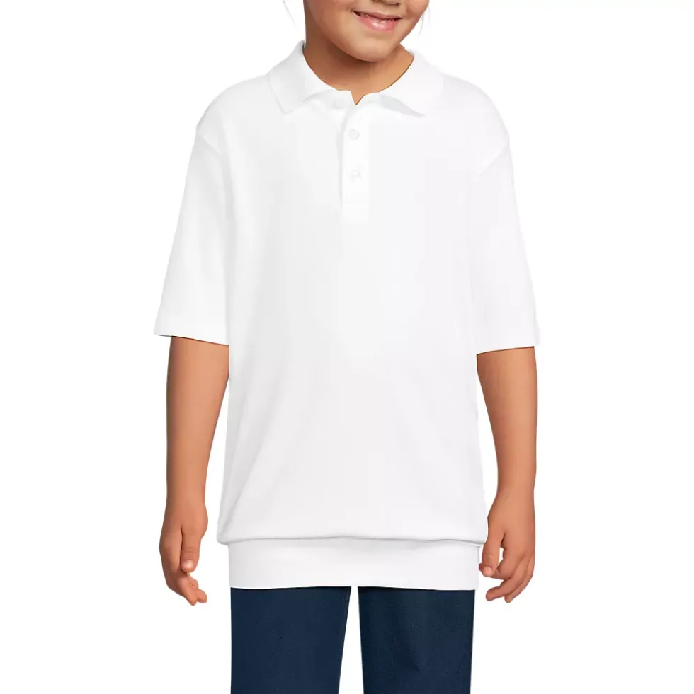 School Uniform Kids Short Sleeve Banded Bottom Polo Shirt