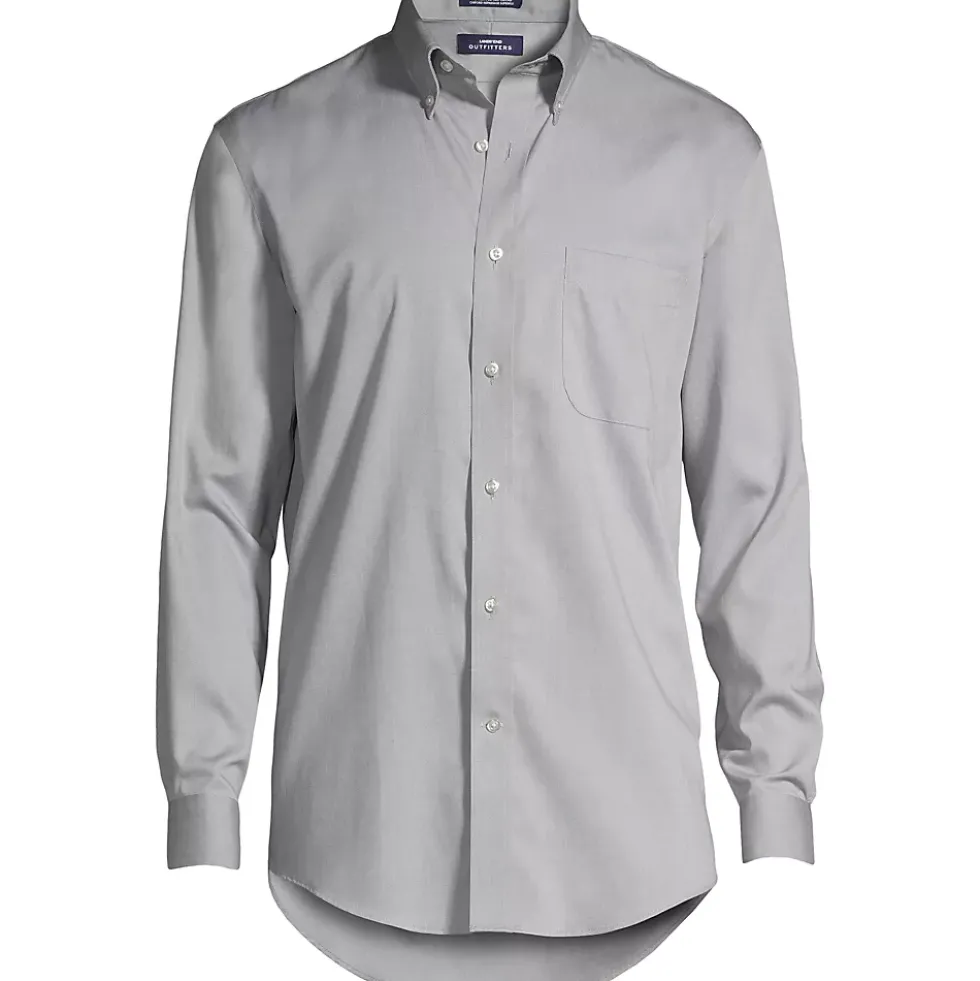 School Uniform Men's Long Sleeve Buttondown No Iron Pinpoint Shirt