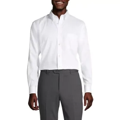 School Uniform Men's Long Sleeve Buttondown No Iron Pinpoint Shirt
