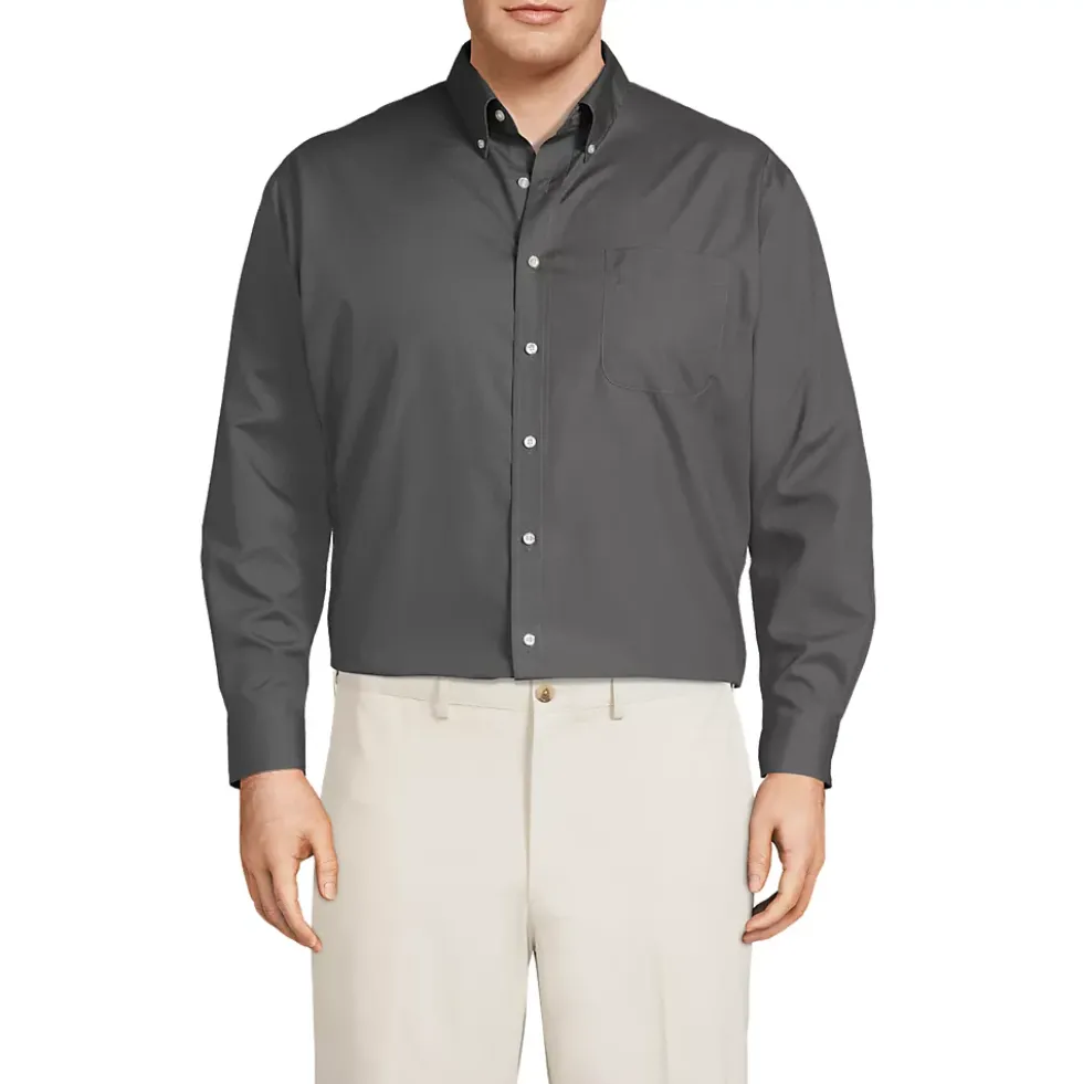 School Uniform Men's Long Sleeve Buttondown No Iron Broadcloth Shirt