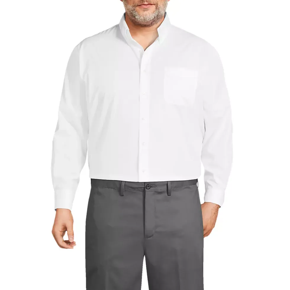 School Uniform Men's Long Sleeve Buttondown No Iron Broadcloth Shirt