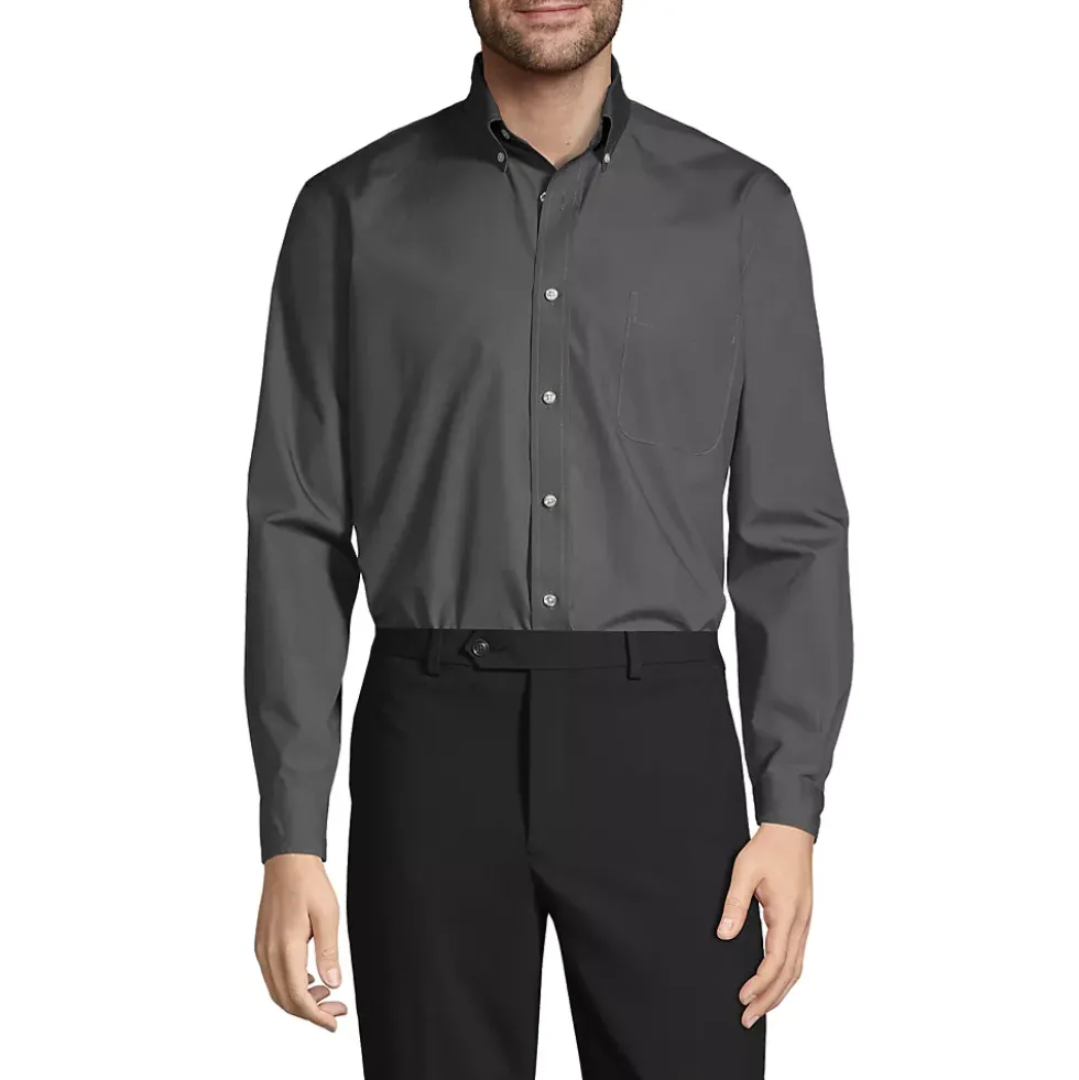 School Uniform Men's Long Sleeve Buttondown No Iron Broadcloth Shirt