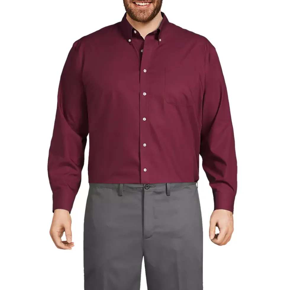 School Uniform Men's Long Sleeve Buttondown No Iron Broadcloth Shirt
