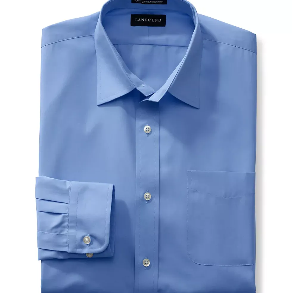 School Uniform Men's Long Sleeve Straight Collar Broadcloth Dress Shirt